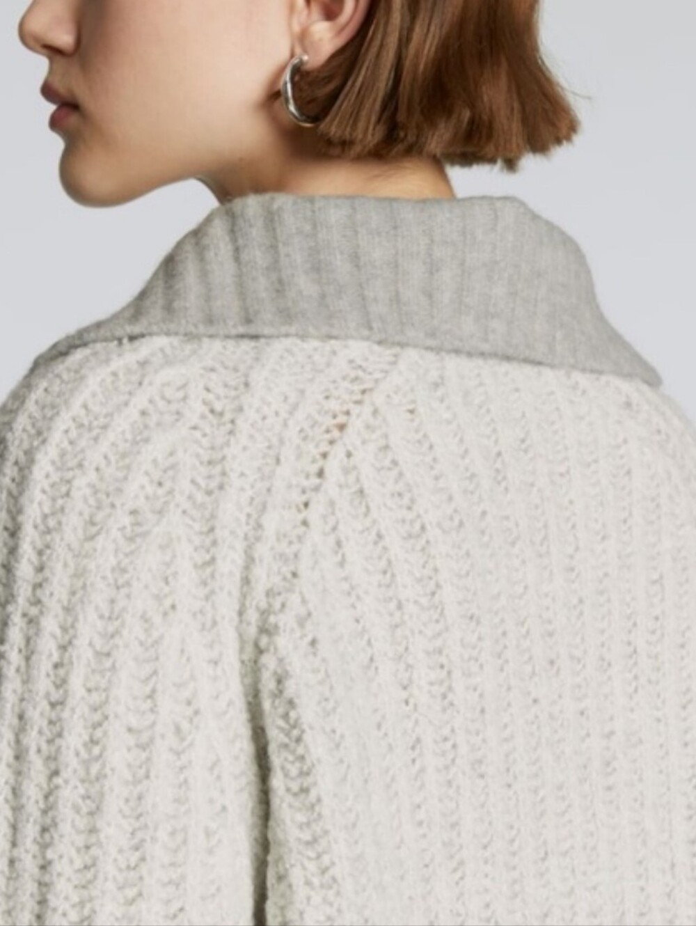 Everlane Grey Luxe Teddy Wool Oversized Half Zip Knit Sweater - Picture 3 of 16